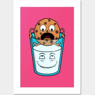 Cute Cookie and milk glass Posters and Art